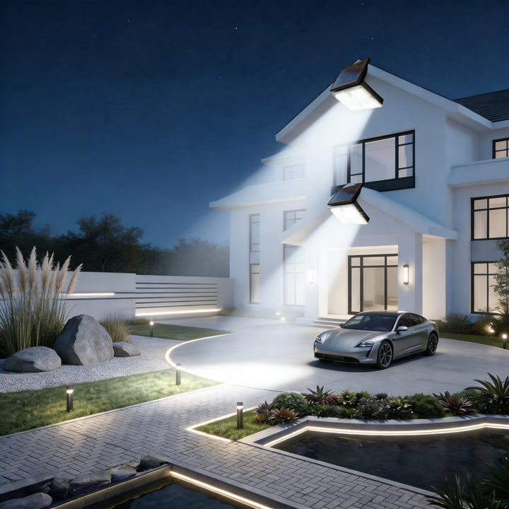 High-Output Solar Motion-Sensor LED Security Wall Light With Adjustable Solar Panel And Wide-Angle Floodbeam Bowlift