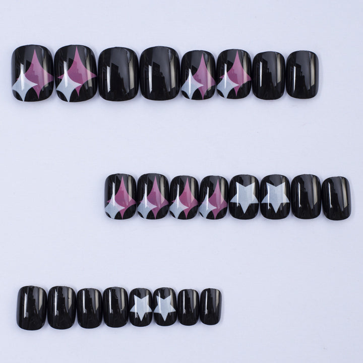 Artificial Nail Set with Modern Star Patterns Bowlift