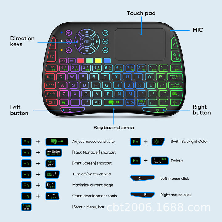 Wireless Mini Keyboard with Touchpad Bowlift