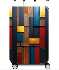 Women Hard Shell Suitcase with Modern Wood Pattern Bowlift