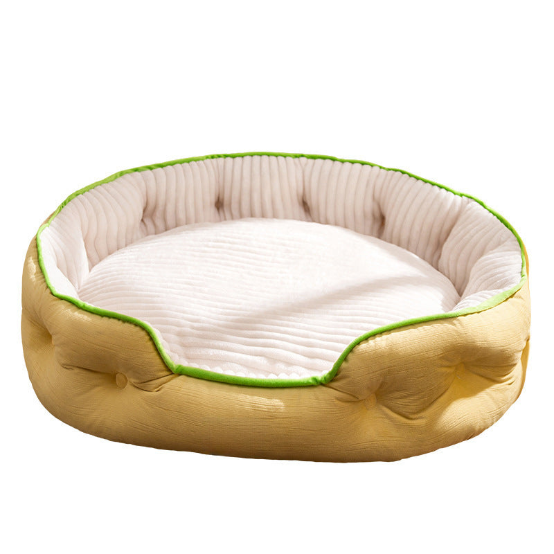 Cozy Round Quilted Dog Bed