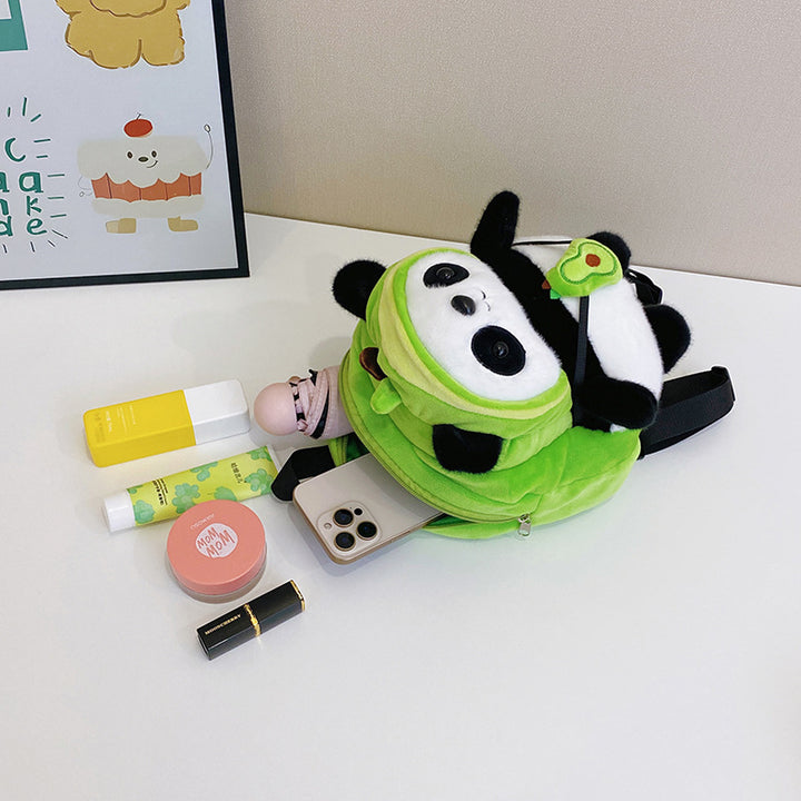 Plush backpack with panda design Bowlift