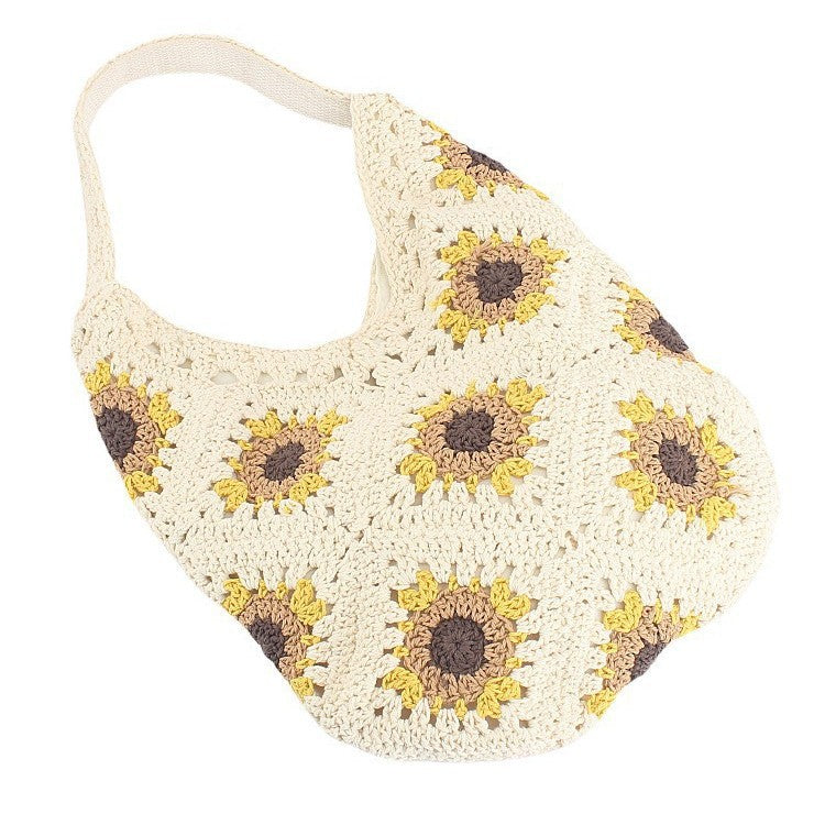 Handcrafted crochet bag with sunflower pattern Bowlift