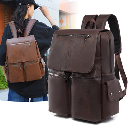Stylish Multi-Pocket Leather Backpack Bowlift