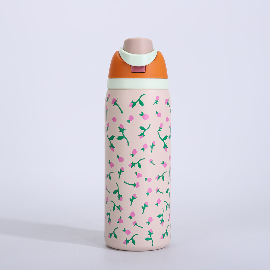 Vacuum-Insulated Stainless Steel Bottle With One-Touch Flip Lid And Integrated Carry Loop