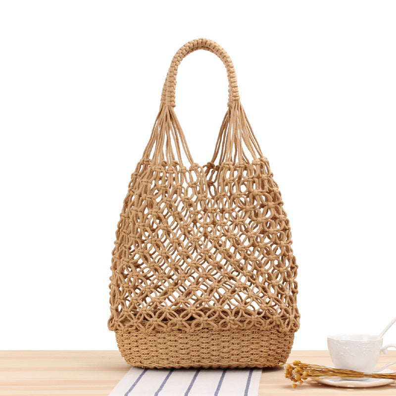 Hand-knotted tote bag with elegant net design Bowlift