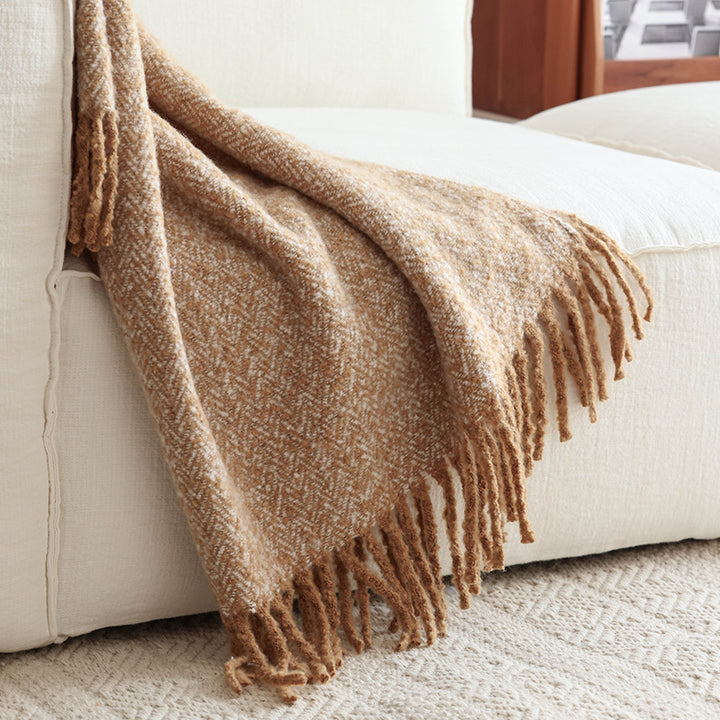 Textured Fringe Throw Blanket