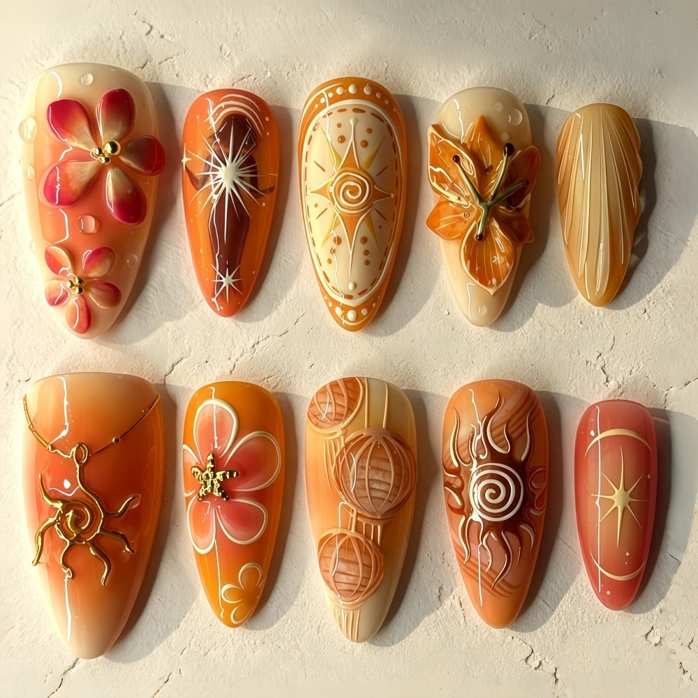 Artificial nails with elegant floral design Bowlift