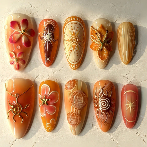 Artificial nails with elegant floral design Bowlift