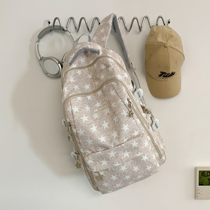 Trendy Star-Print School Backpack Bowlift