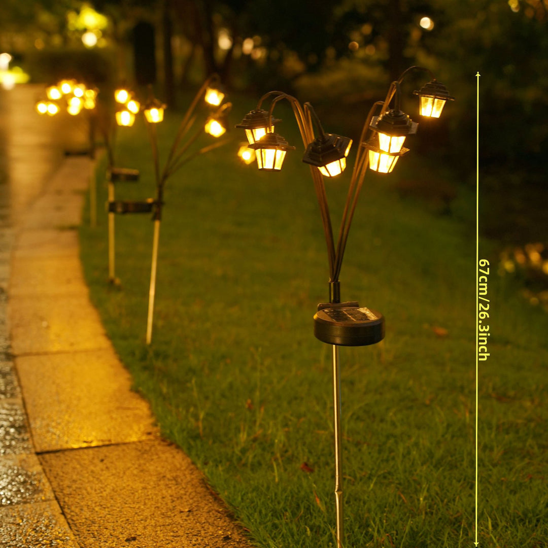 Decorative Solar Lantern Stake Lights Cluster For Garden Pathway Bowlift