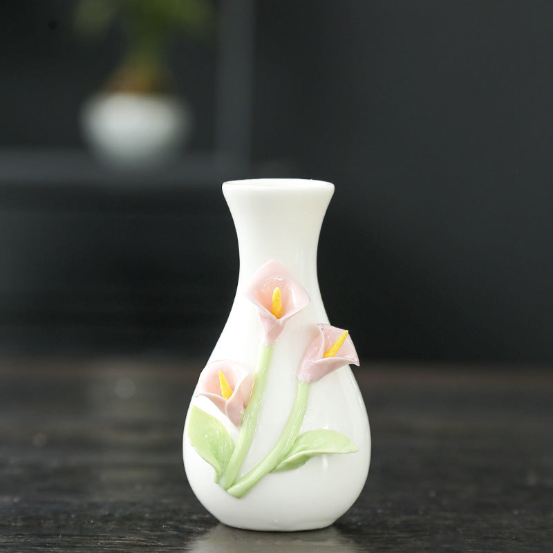Elegant Floral Themed Ceramic Vase Bowlift