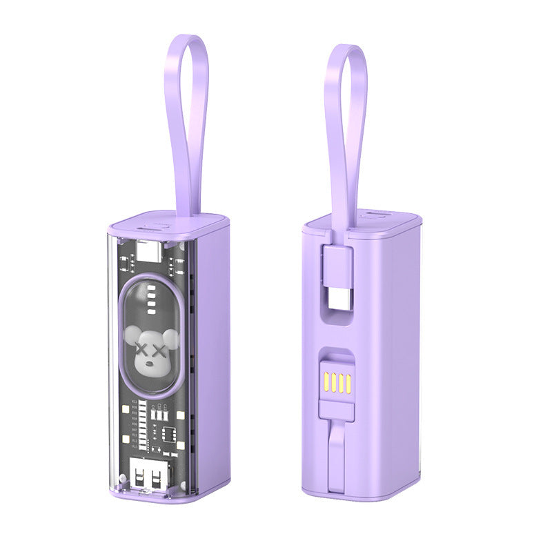Portable power bank with integrated charging concept and practical carrying strap Bowlift