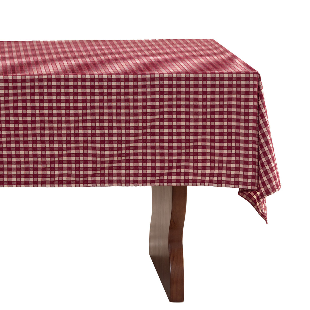 Rectangular checked tablecloth made of cotton blend fabric with flannel-like surface