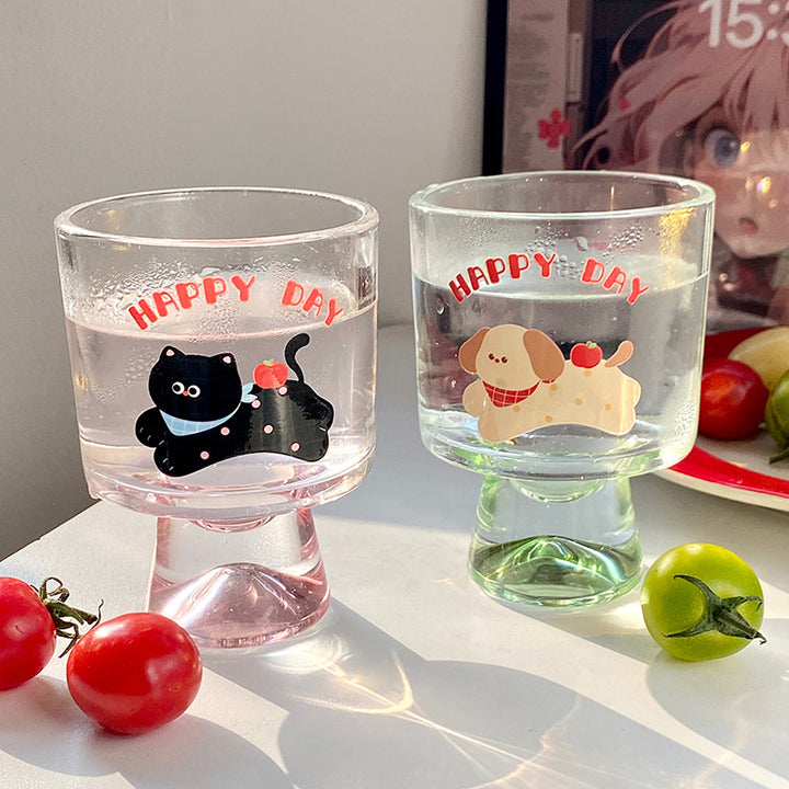 Glass chalice with cheerful cat motif Bowlift
