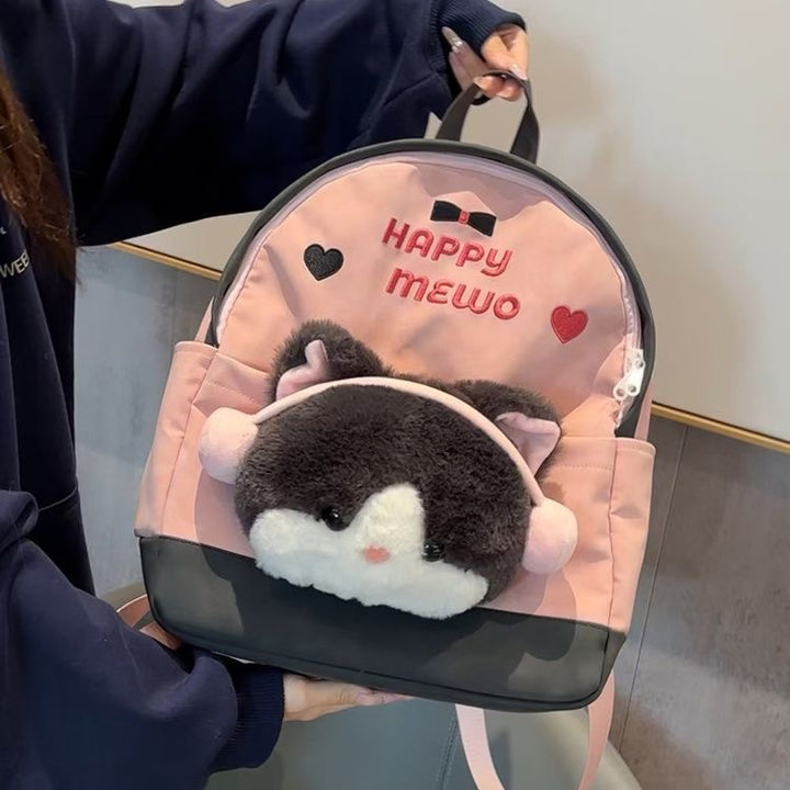 Backpack with Cute Plush Toy and Charming Design Bowlift