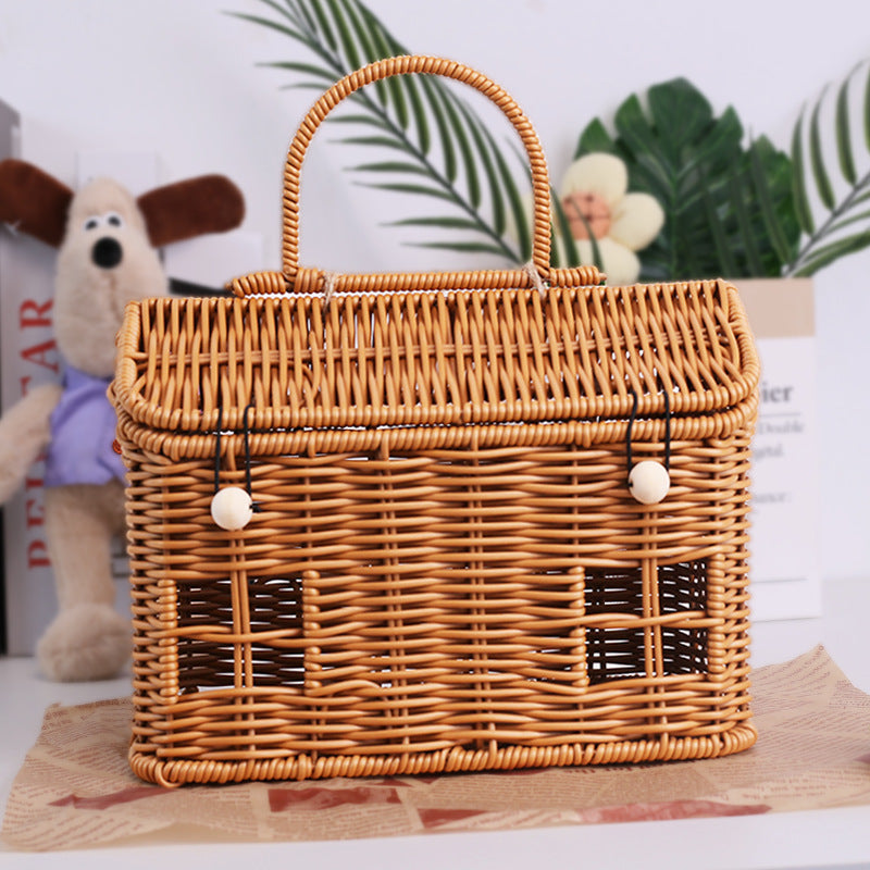 Charming Woven Storage Basket with Lid Bowlift