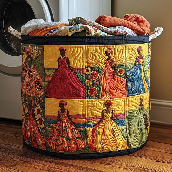 Quilted Decorative Laundry Storage Basket With Rope Handles Collapsible Fabric Organizer
