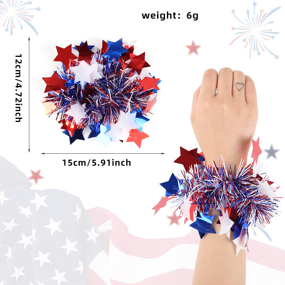 Unisex nan Pompom bracelet made of metallic tinsel with elastic insert for party and cheerleading Bowlift