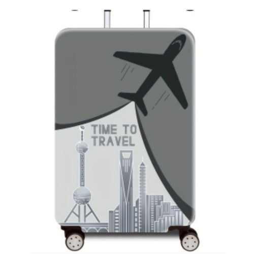 Women's Hard Shell Suitcase with Urban Airplane Design Bowlift