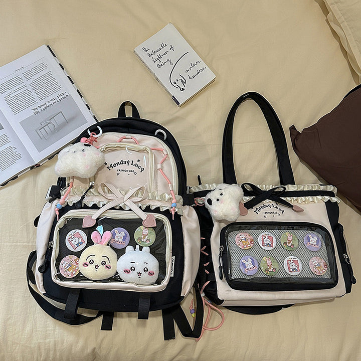 Fashionable leisure backpack with creative details and versatile compartments Bowlift