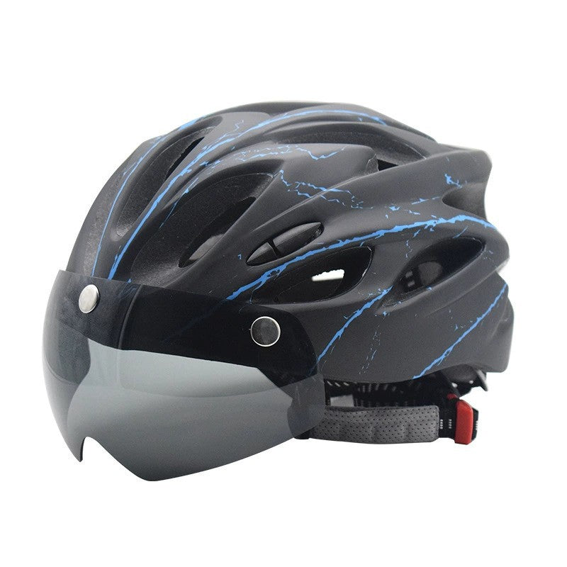 Sporty bicycle helmet with integrated visor Bowlift
