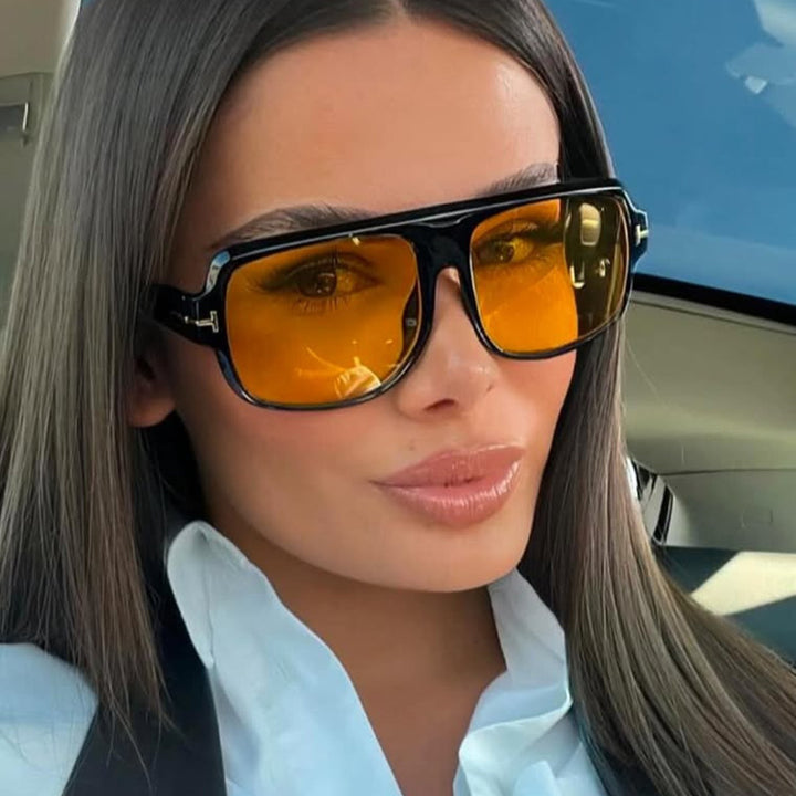 Women’s fashionable square sunglasses with trendy tortoiseshell pattern Bowlift