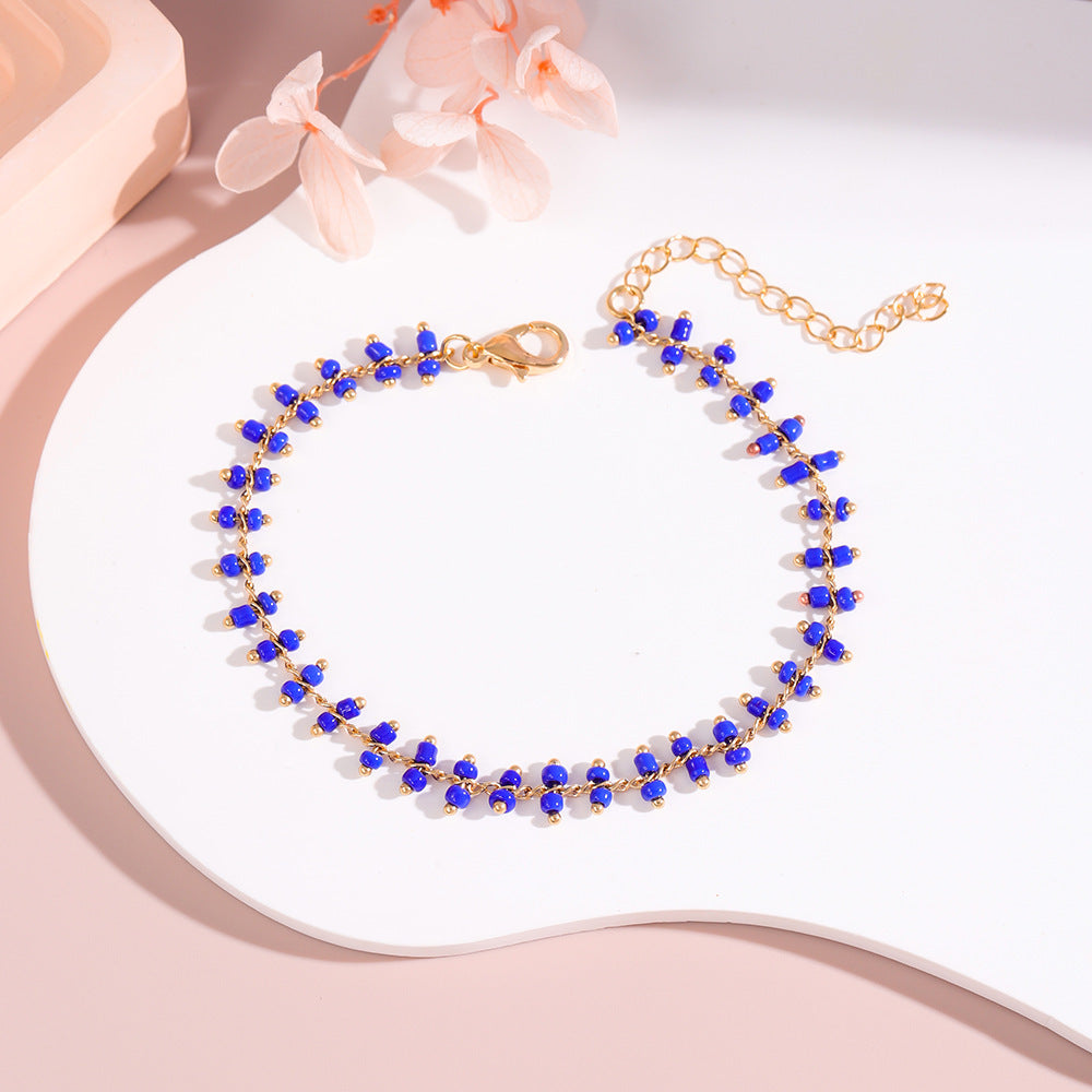 Delicate Beaded Ankle Bracelet Bowlift