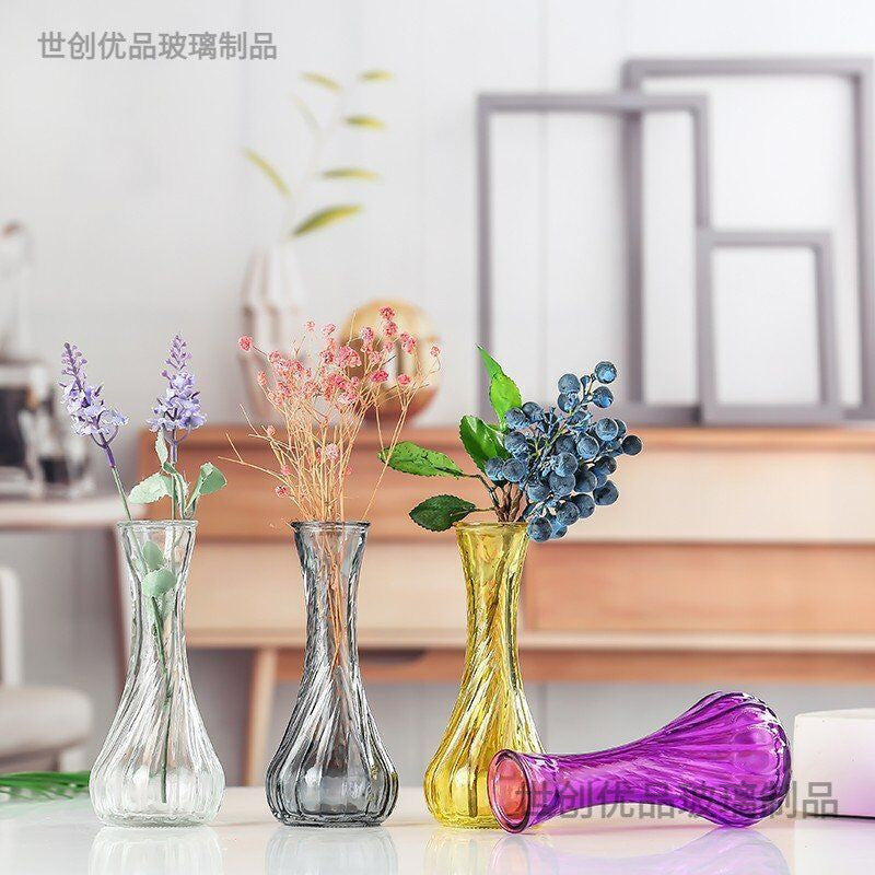 Handblown glass bud vase with fluted neck and weighted base Bowlift
