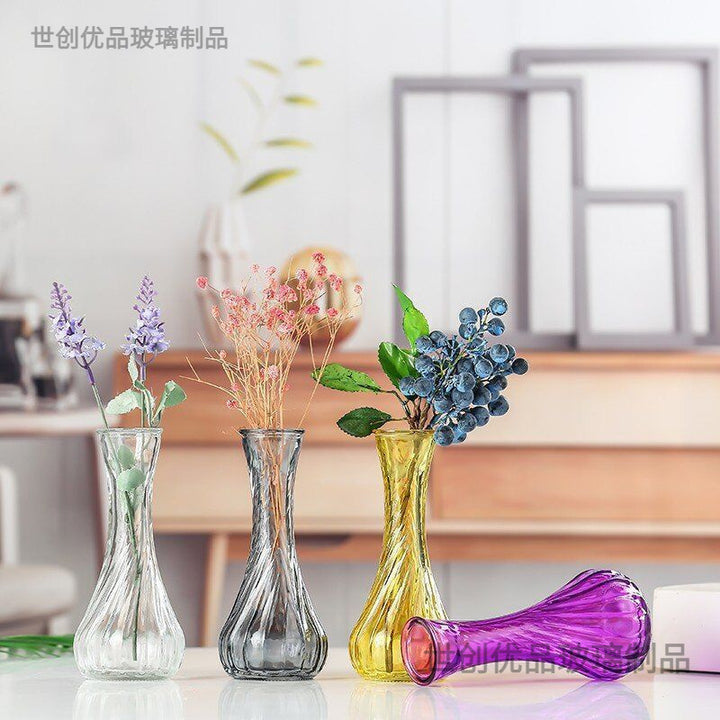 Handblown glass bud vase with fluted neck and weighted base Bowlift