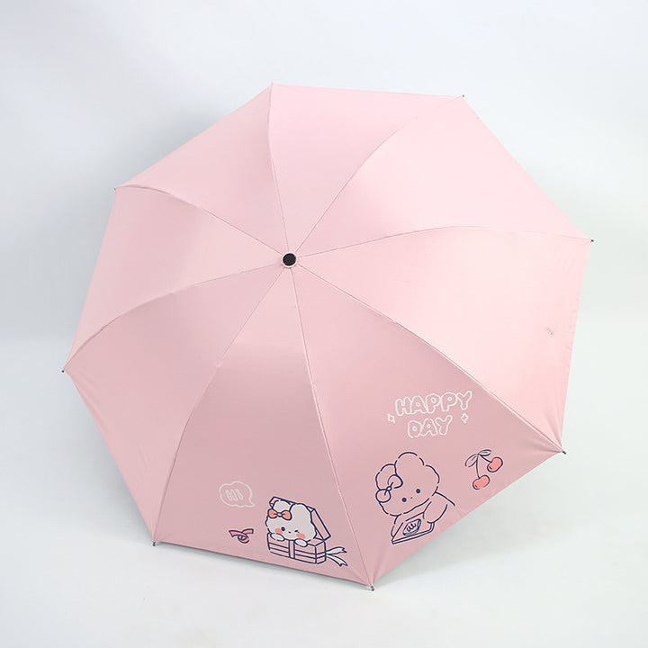 Ladies folding umbrella with playful design and cheerful Bowlift motif