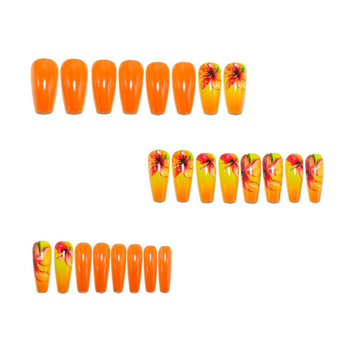 Acrylic nails with gradient color and floral design Bowlift