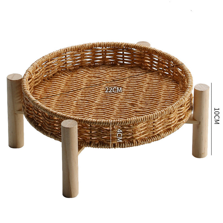 Handwoven Decorative Tabletop Basket with Wooden Legs Bowlift