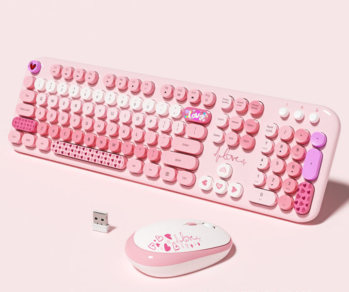 Cute-Themed Wireless Keyboard and Mouse Set Bowlift