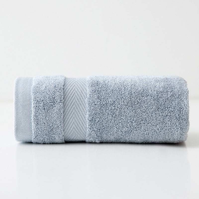 Plush Long-Staple Cotton Bath Towel With Dense Terry Pile And Chevron Dobby Border