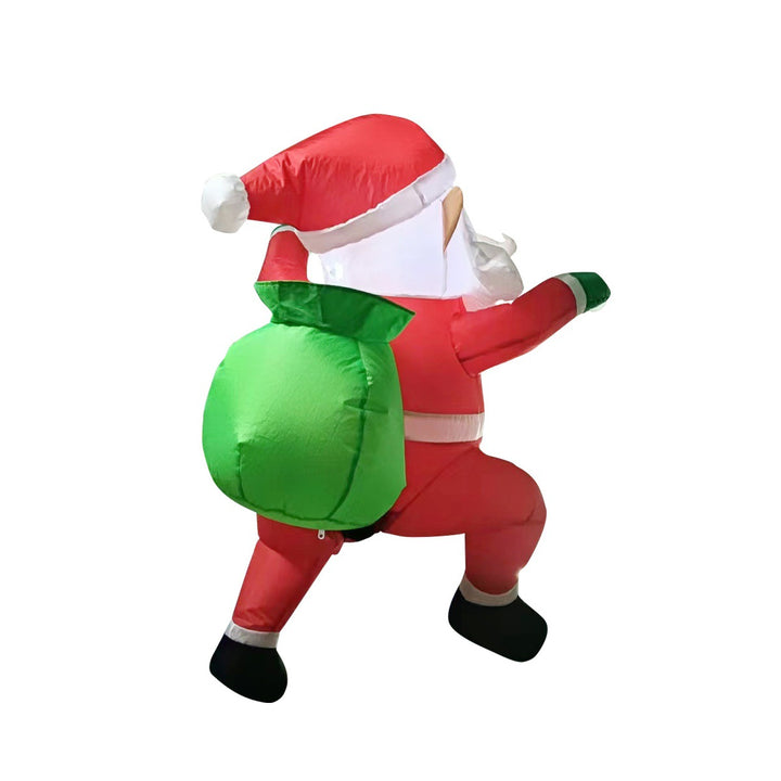 Inflatable Led Yard Santa Riding Polar Bear Outdoor Christmas Decoration With Internal Fan And Anchor Stakes