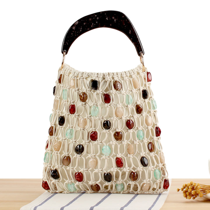 Fashionable handbag in creative net design with colorful accents Bowlift