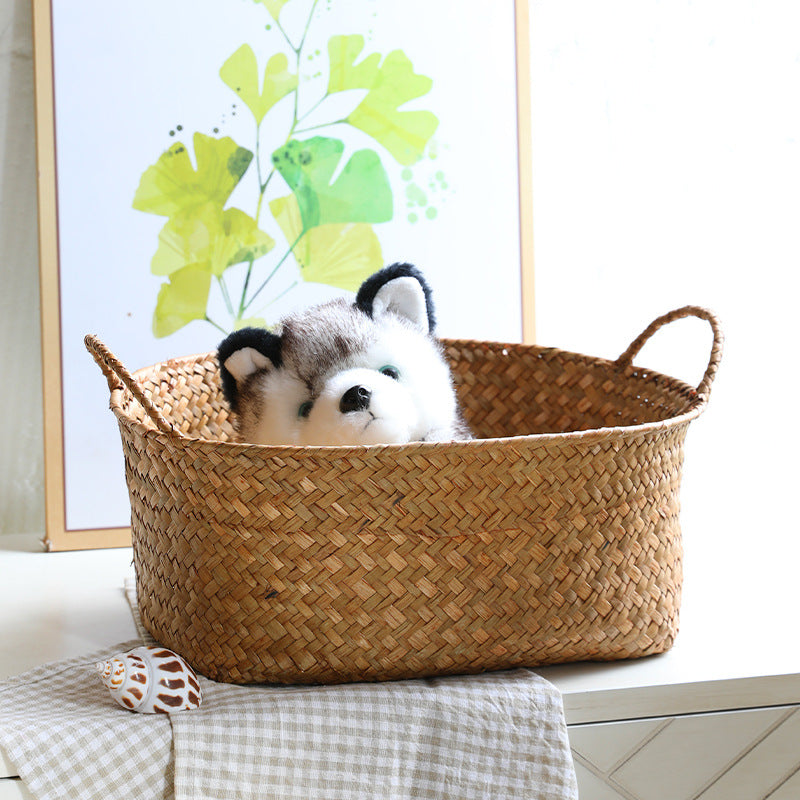 Natural Woven Storage Basket with Ergonomic Handles Bowlift