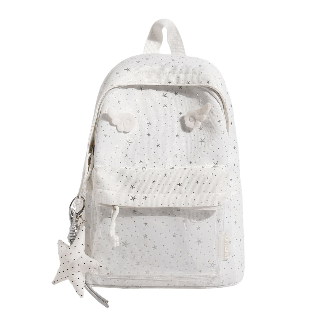 Transparent Pocket Star-Printed Backpack Bowlift
