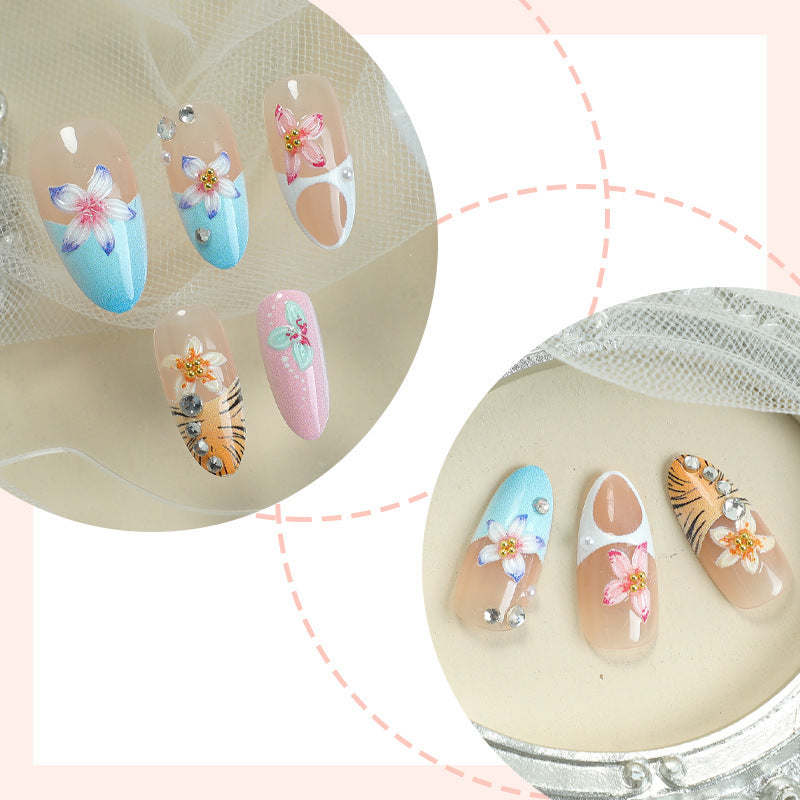 Tropical-Inspired Decorative Press-On Nail Art Set