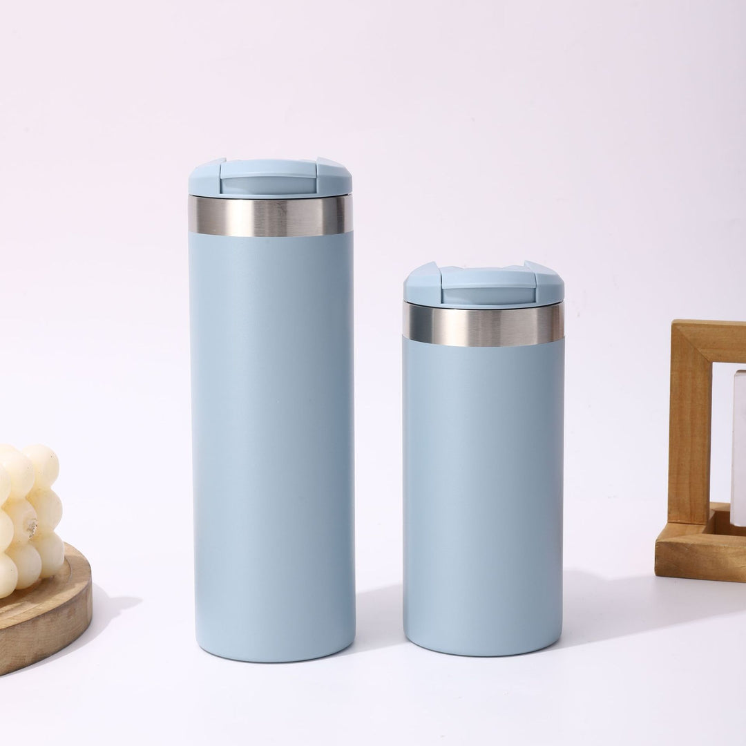 Insulated Stainless Steel Travel Tumbler With Flip Lid And Vacuum Double Wall