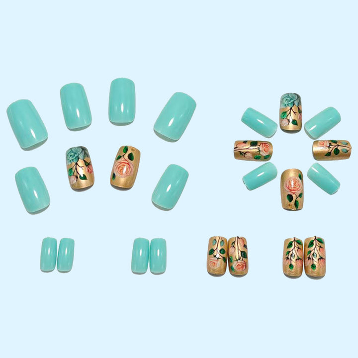 Artificial nails with floral 3D rose decor Bowlift