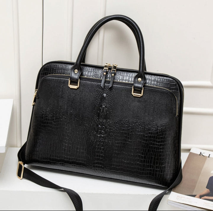 Elegant Laptop Bag in Luxurious Crocodile Look Bowlift