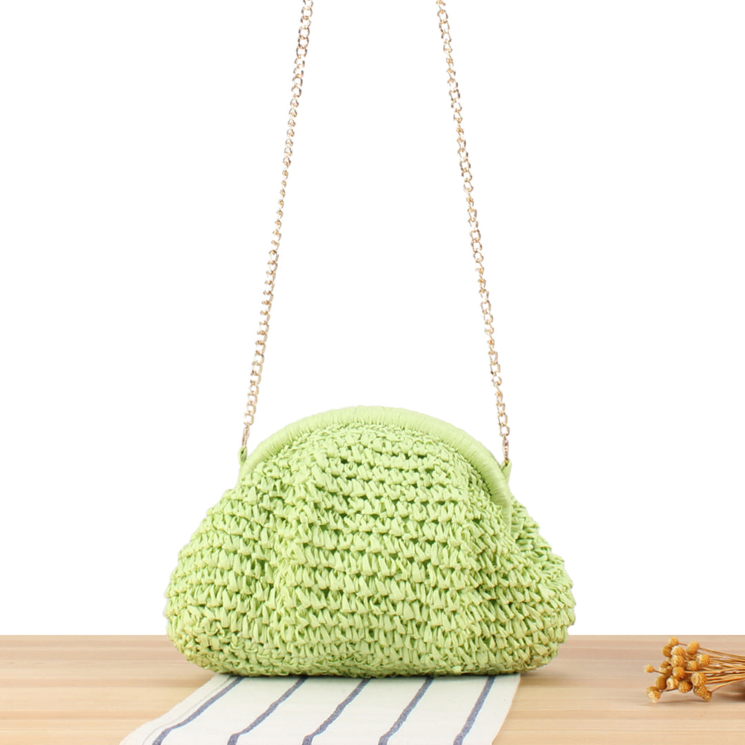Handbag Made of High-Quality Natural Material with Silver Chain Strap Bowlift
