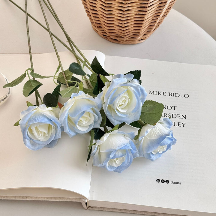 Decorative Long-Stem Silk Rose Bouquet Bowlift