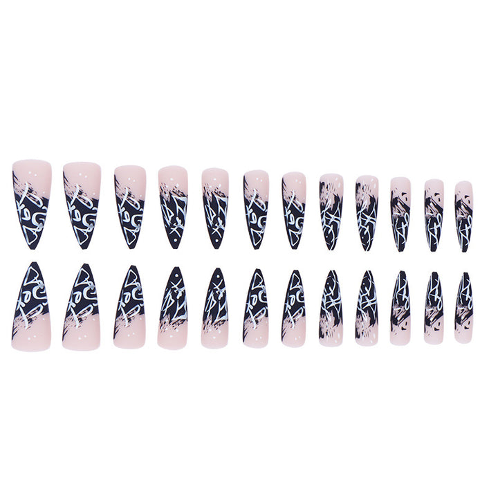 Artistic Stiletto Press-On Nails with Abstract Design Bowlift