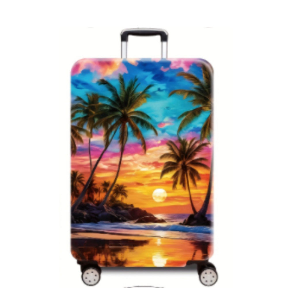 Women's Hard Shell Suitcase with Tropical Landscape Design Bowlift
