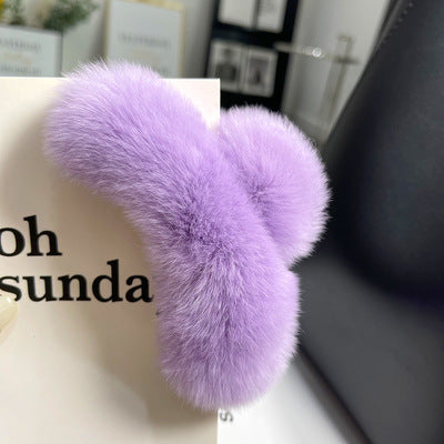 Plush Faux Fur Hair Claw Clip Bowlift