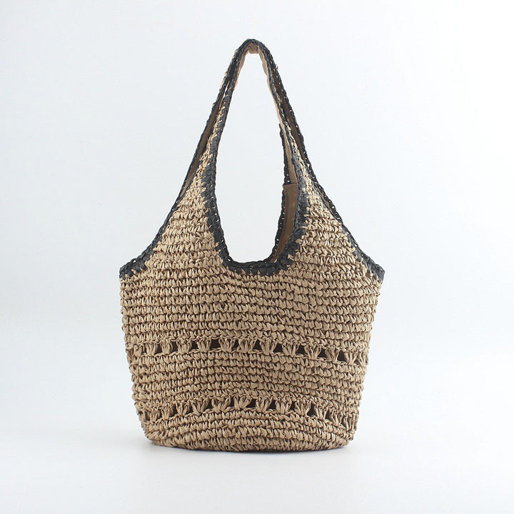 Beach shoulder bag made of hand-woven raffia with elegant lace trims Bowlift