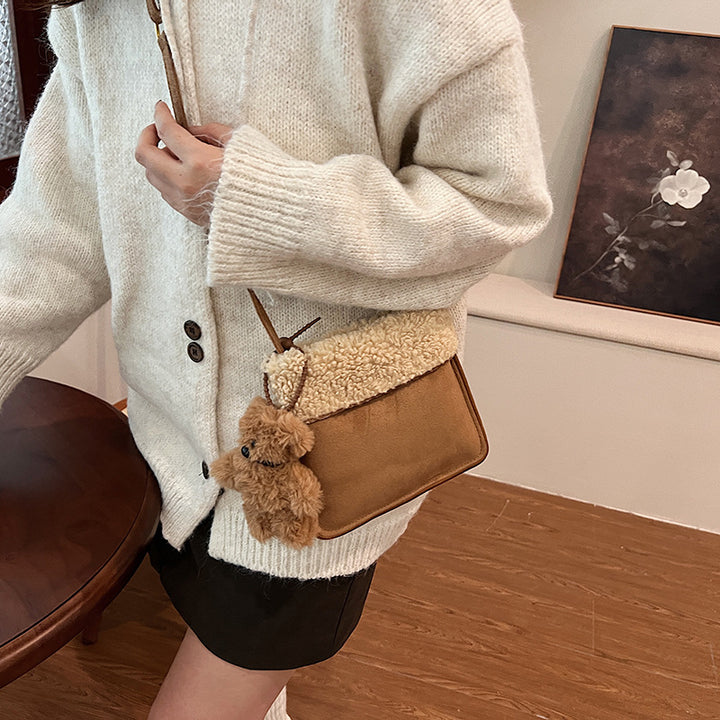 Chic Faux Fur Trim Crossbody Bag Bowlift